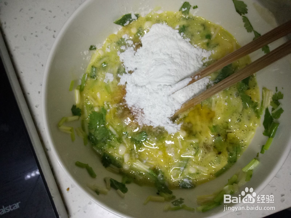 香菜金针菇鸡蛋饼