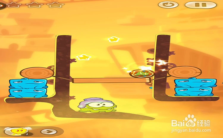 手机游戏割绳子2关卡3-1、关卡3-2三星攻略