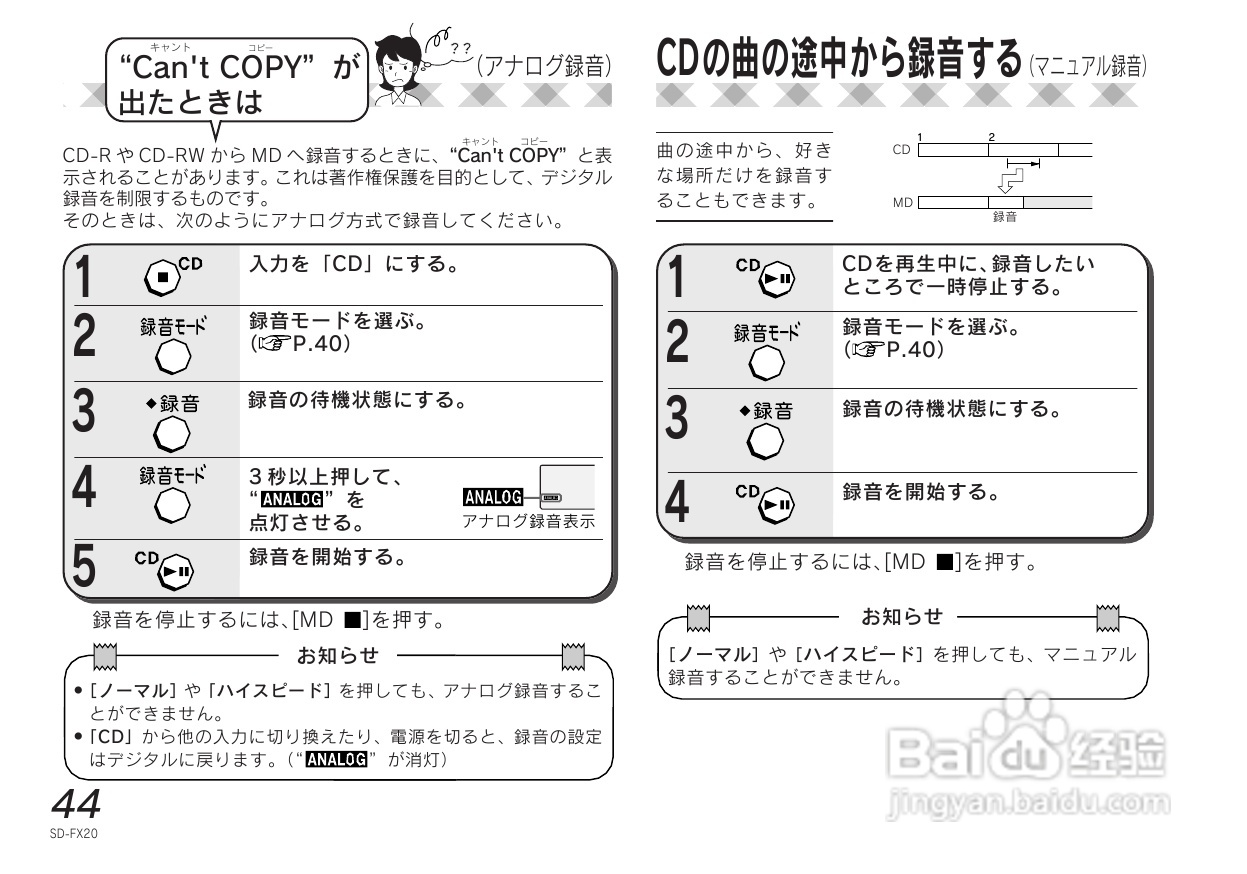 SHARP SD-FX20 CD/MD收音音响使用说明书:[3]