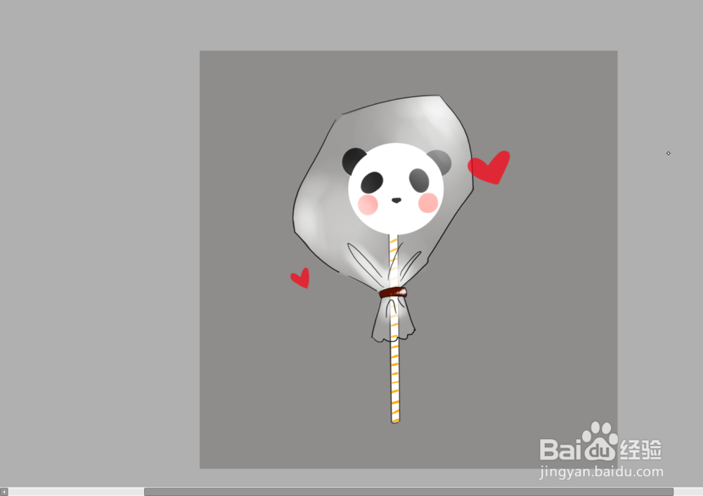 如何画超可爱的熊猫棒棒糖