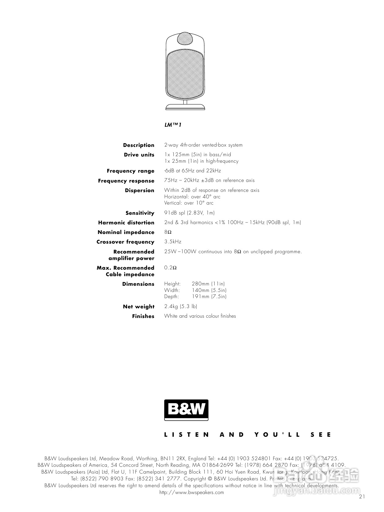 B&W 扬声器 LM1说明书:[2]