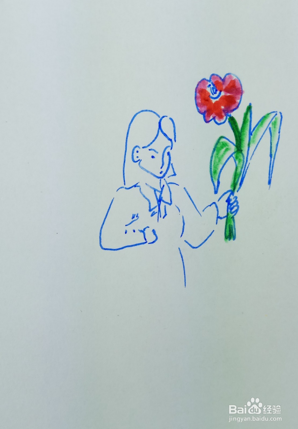 怎样画儿童简笔画拿起一朵漂亮的鲜花？