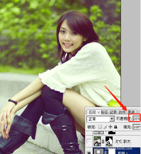 PS给石阶上的美女图片增加淡淡的甜美色