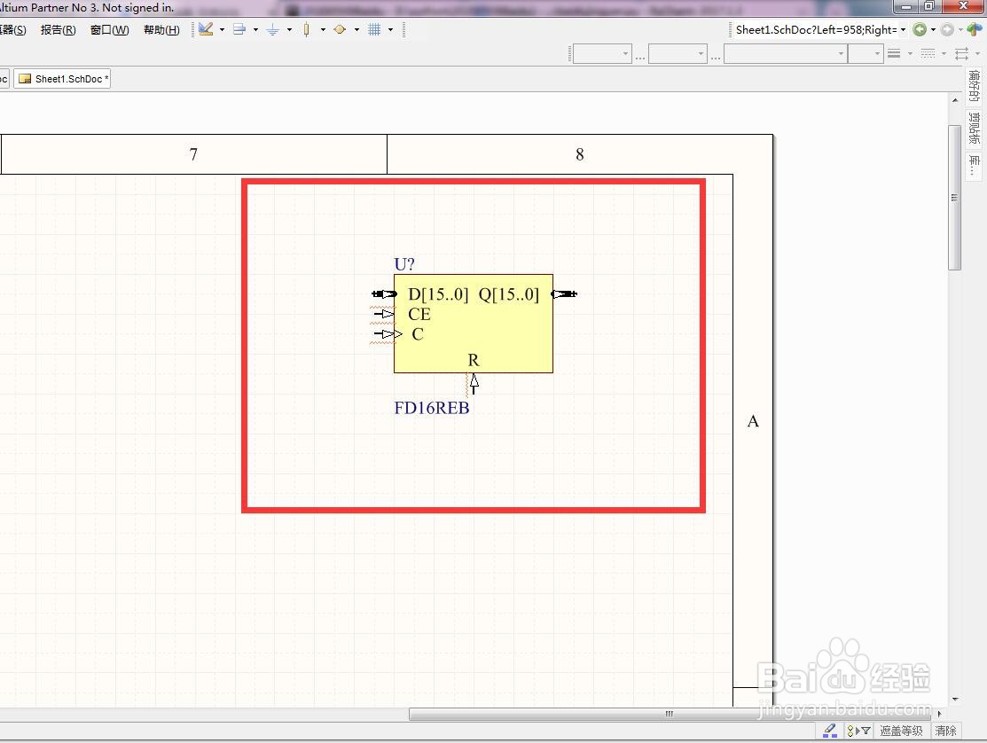 如何在AD中放同步复位使能总线16位D型触发器？