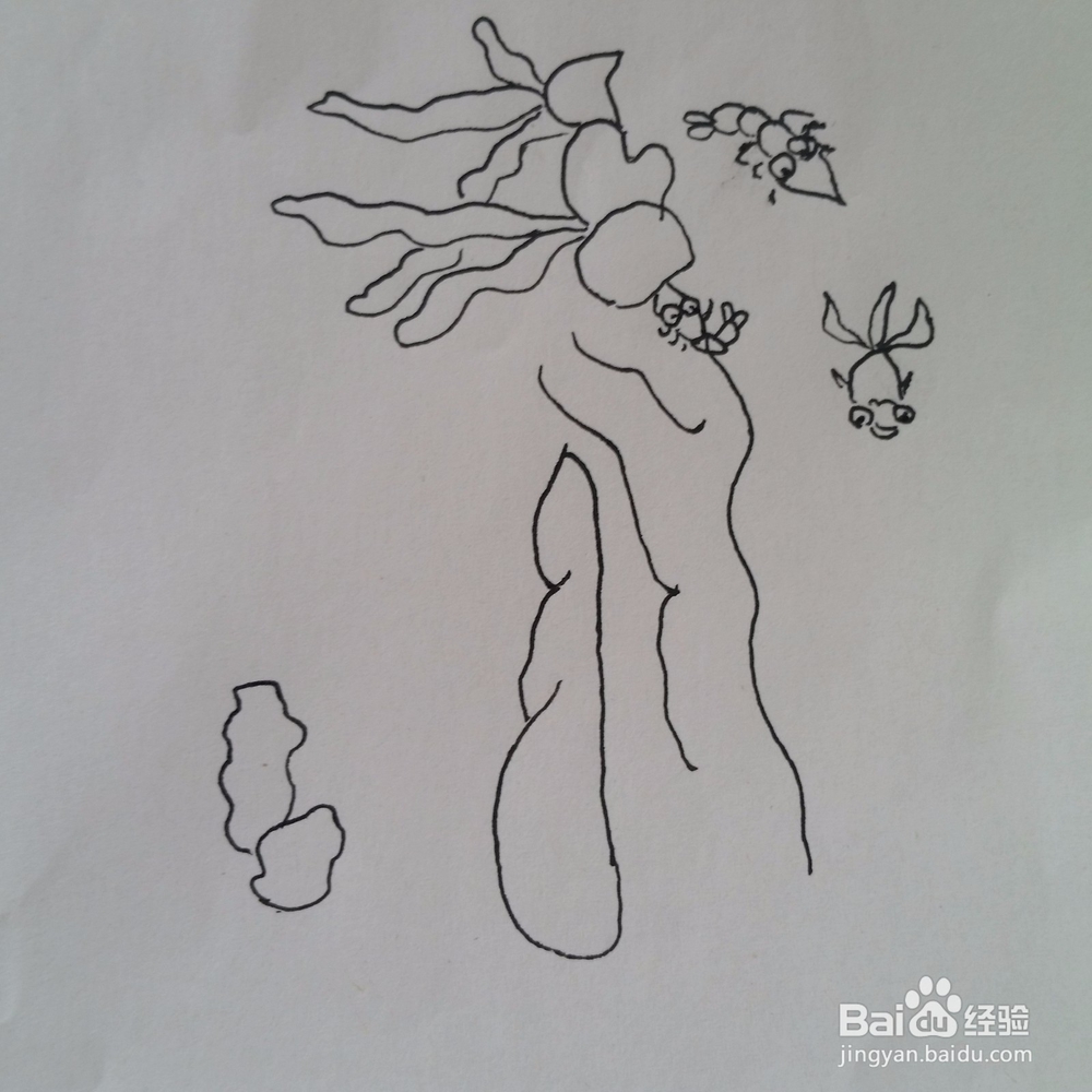 幼儿手工简笔画热闹的水底世界