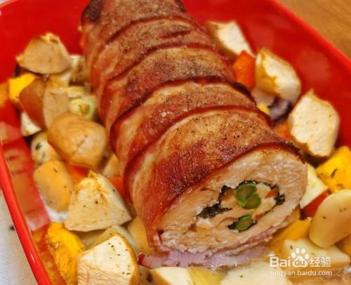 烤培根鸡肉蔬菜卷的做法