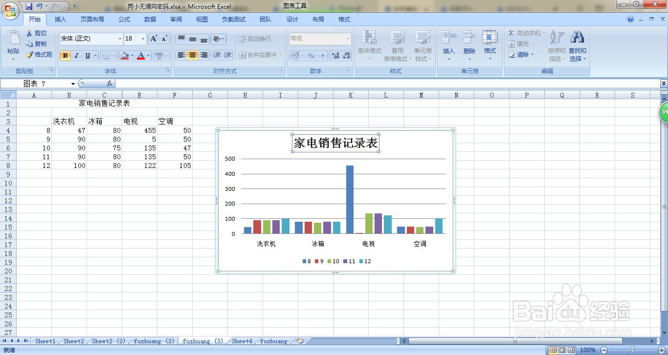 EXCEL中如何修改销售统计图表的标题