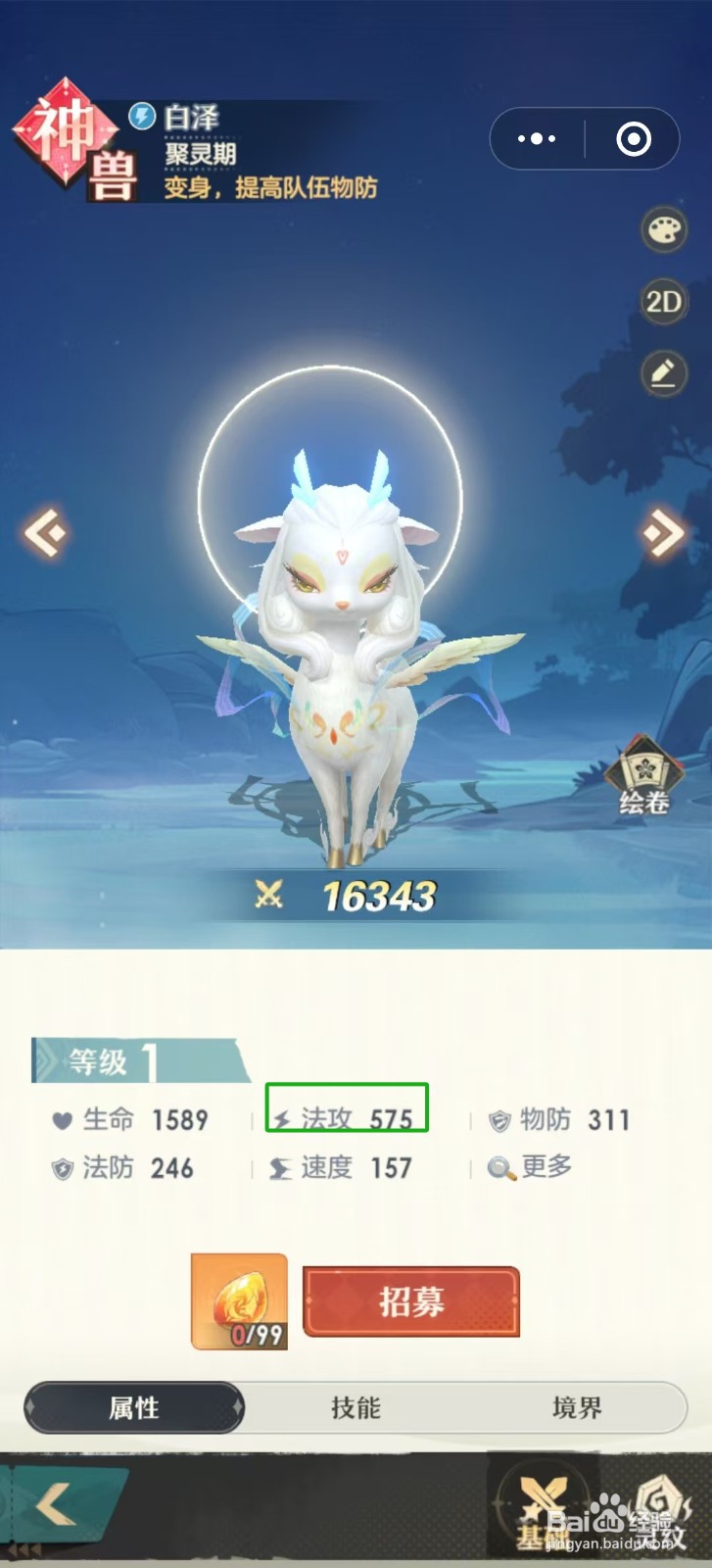 桃花师怎样查看白泽的【法功】？