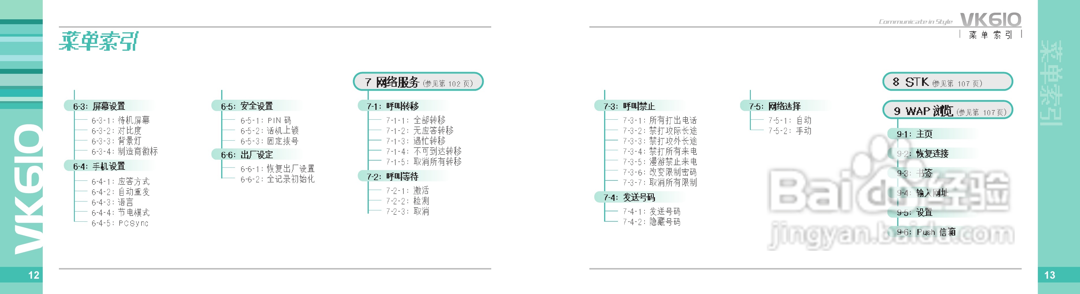 唯开VK610手机使用说明书:[1]