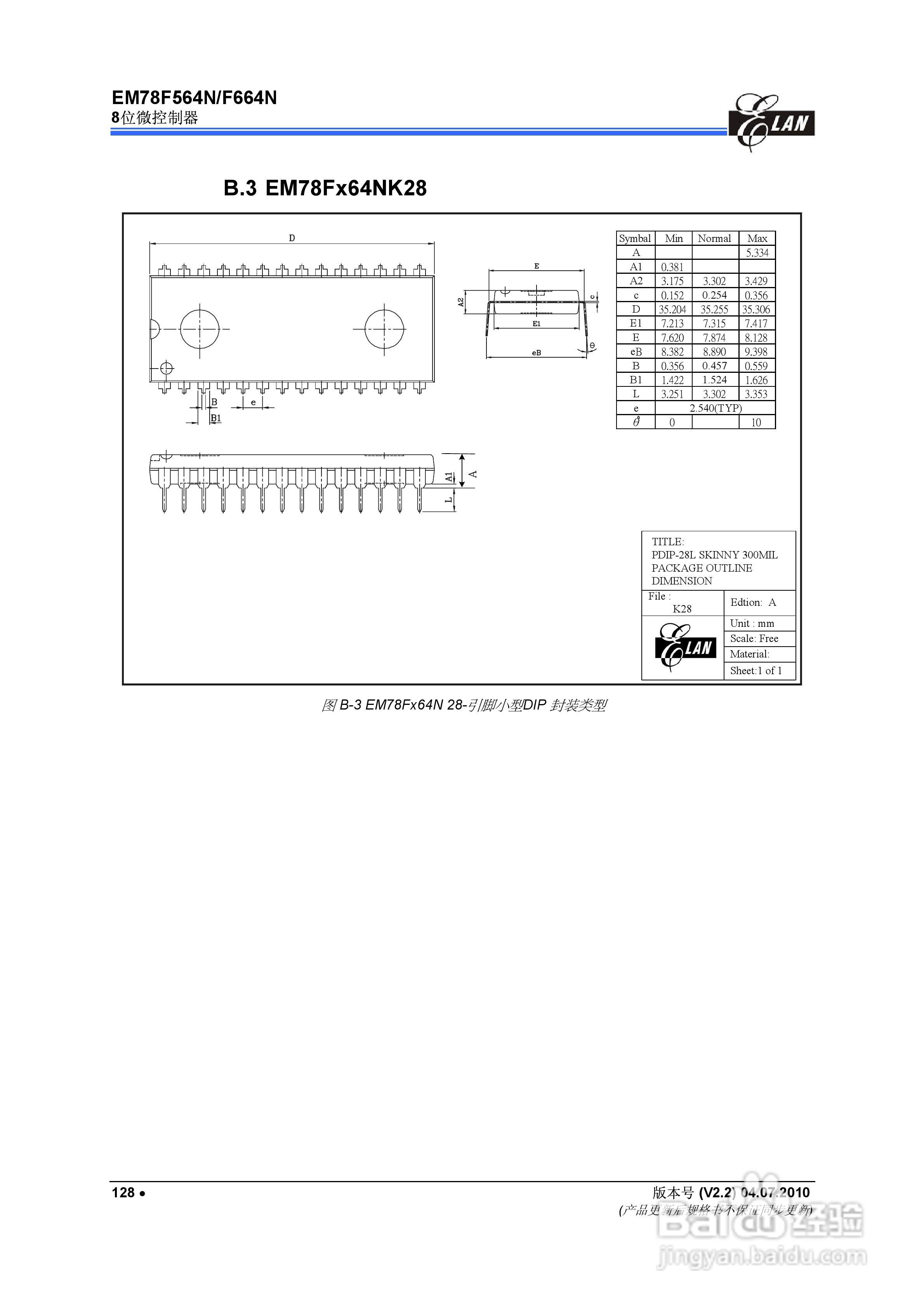 EM78F564N/F664N 8位微控制器说明书:[14]