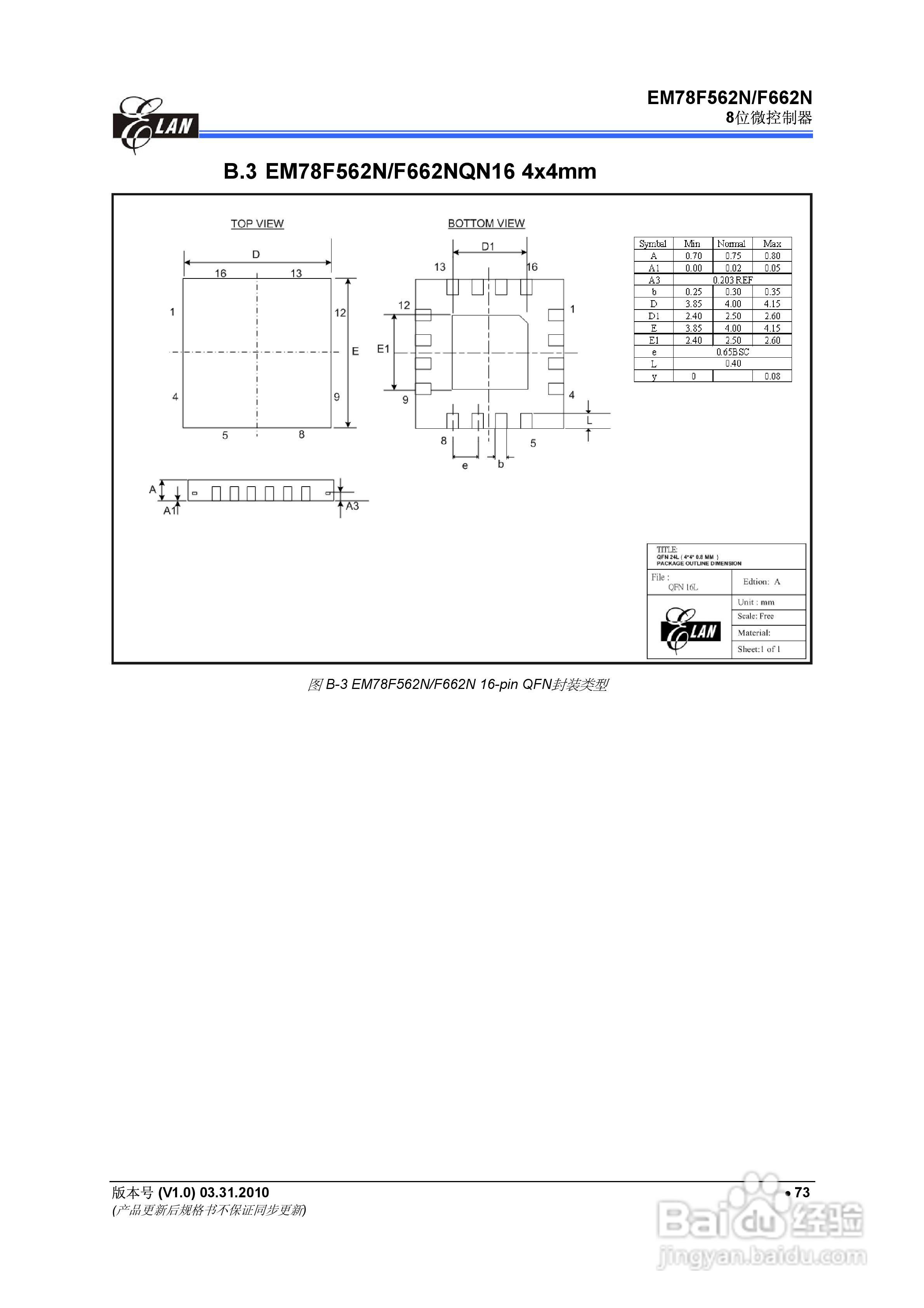 EM78F562N/F662N 8位微控制器说明书:[8]