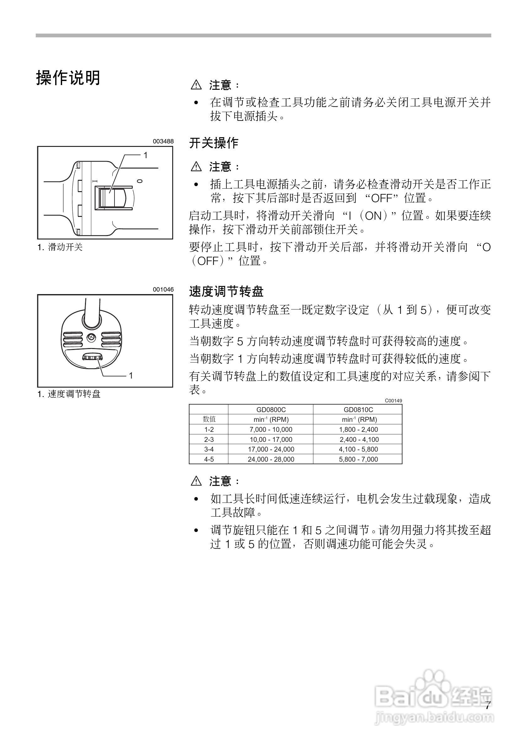牧田电磨GD0800C/GD0810C型使用说明书:[1]