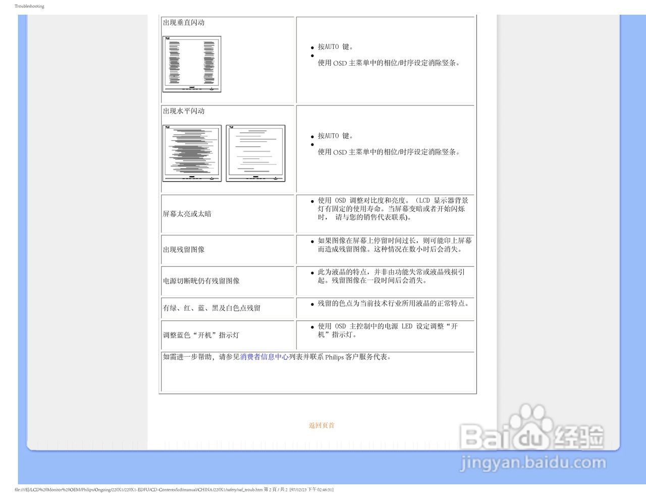 飞利浦220X1 LCD液晶显示器简体中文版说明书:[2]