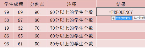 如何使用excel软件中的frequency函数