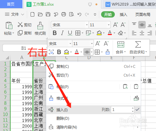WPS2019 第十课 工作表如何插入行列或单元格