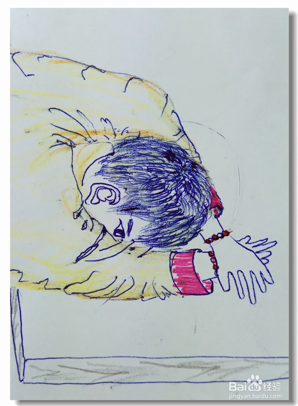 怎样画简笔画“趴在桌子上准备睡觉的人