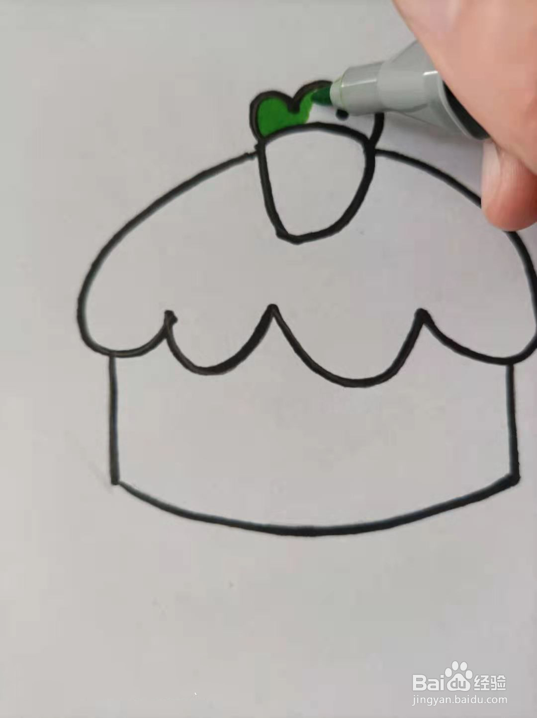 草莓蛋糕的手账图案怎么画