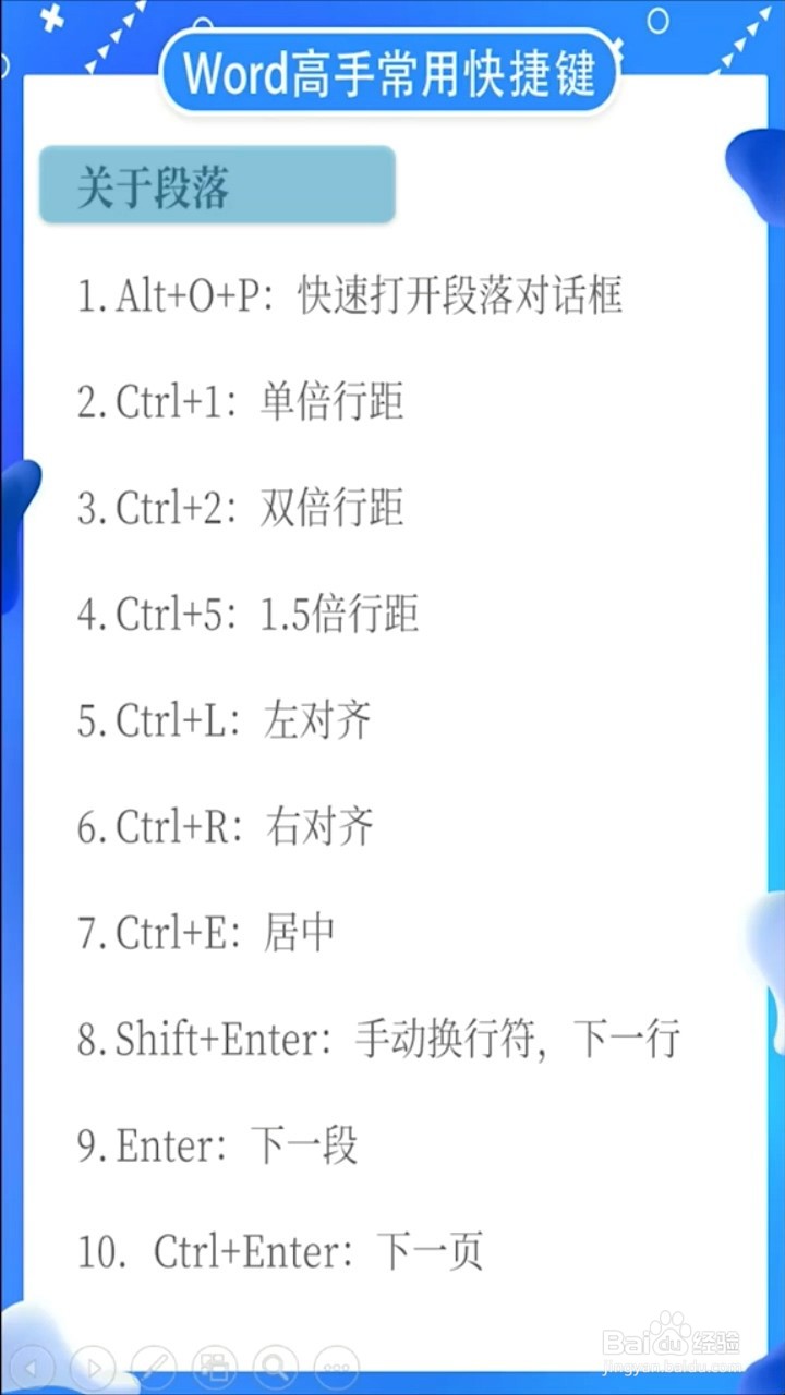 Word文档的快捷键有什么？