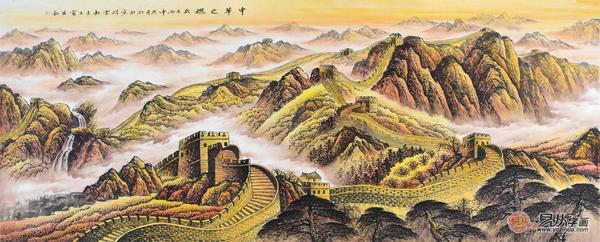 水命人家中挂什么画好,金色长城山水画