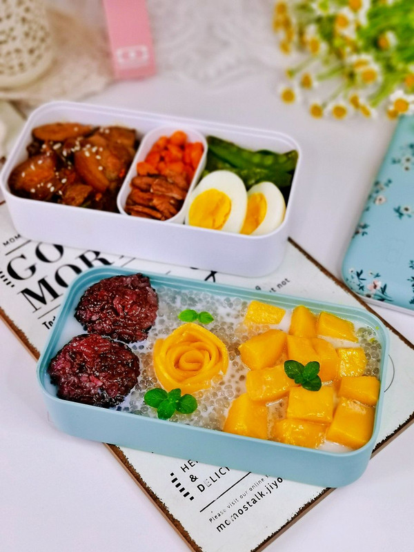 紫米芒果西米捞便当