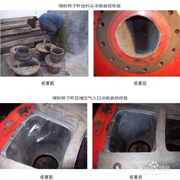 煤粉转子秤冲刷磨损如何在线修复