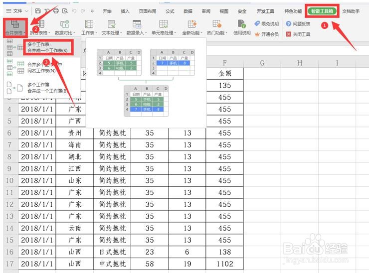 WPS使用技巧之表格如何合并多个工作表Sheet