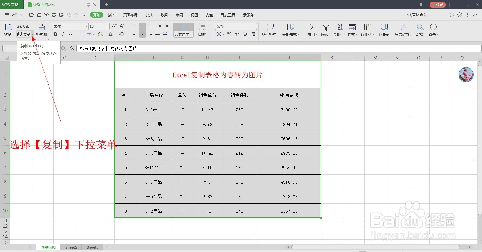 Excel表格内容转为图片，方便使用
