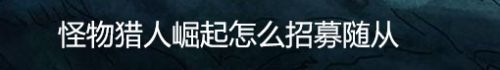 怪物猎人崛起怎么招募随从