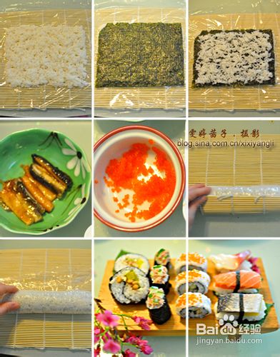 红蟹籽鳗鱼寿司里卷--鳗鱼青瓜卷