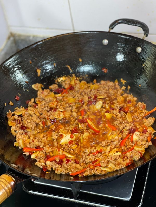 青椒肉沫炒茄子