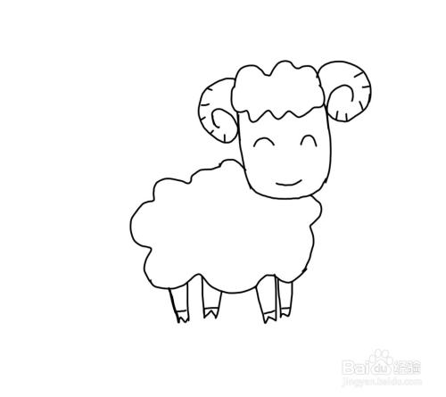 怎么画儿童彩色简笔画卡通动物小羊?