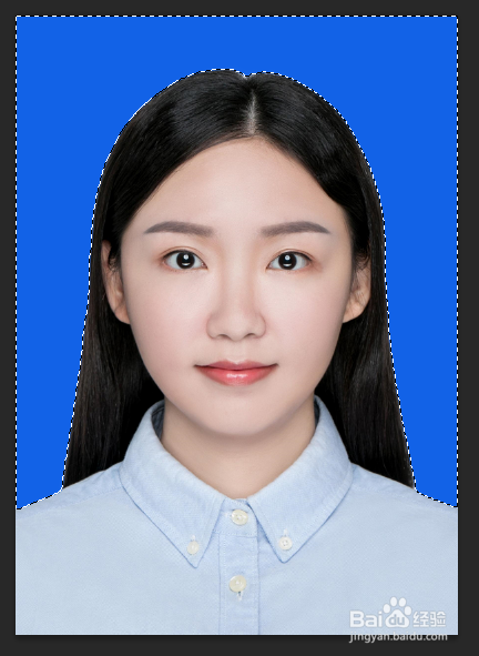 ps证件照白色换蓝色