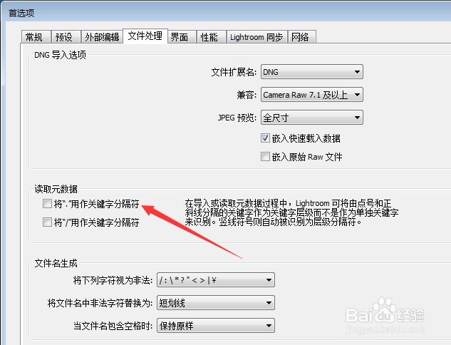 Lr怎么设置将用作关键字分隔符