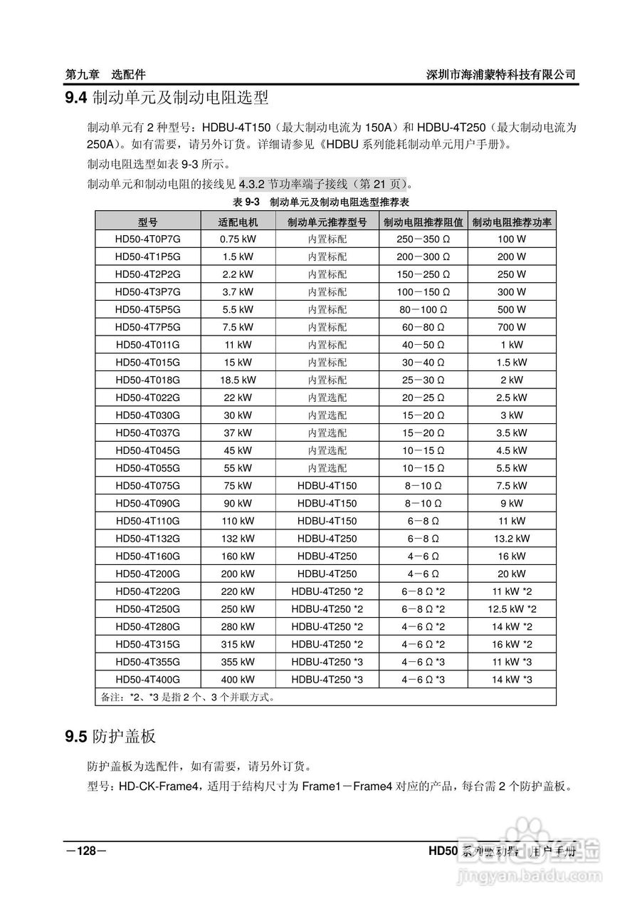 海浦蒙特HD50-6T400G高性能矢量控制驱动器用户手册:[14]