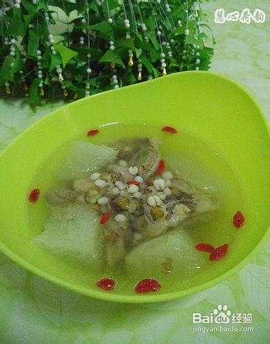 冬瓜绿豆薏仁枸杞鸭腿汤的做法