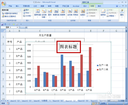 如何建立柱形图，并增加图表标题？EXCEL 2007