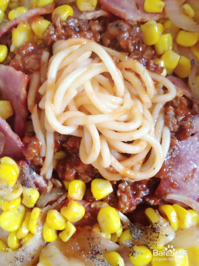 培根玉米意面的做法