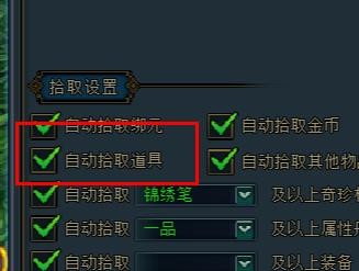 龙符如何开启自动拾取道具