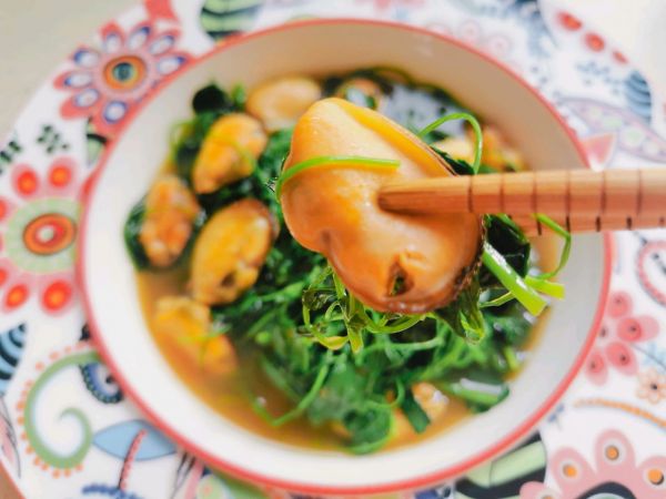 上汤贻贝金花菜