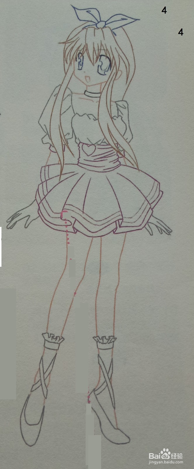 绘制站立的啦啦队队员的线稿