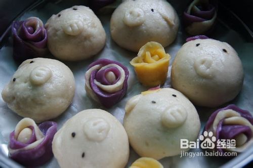超萌的小猪豆沙馒头