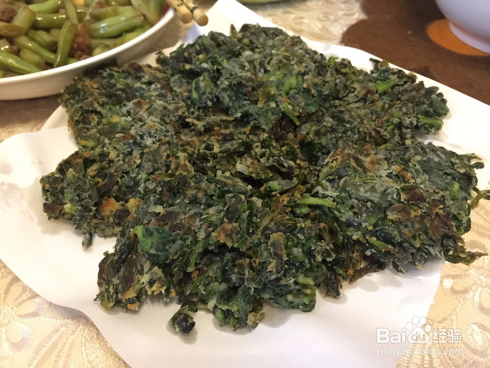 家常煎芹菜叶饼,简单!