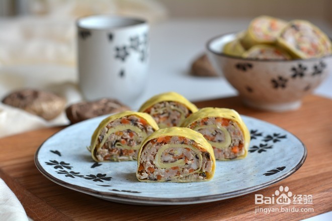 猪肉香菇鸡蛋卷的做法