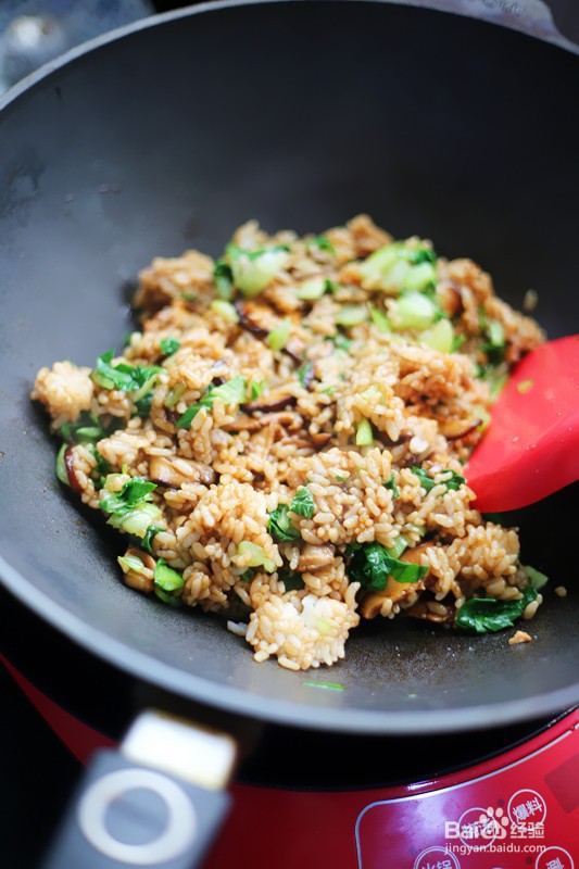 香菇油菜烩饭怎么做