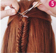拧转半扎发鱼骨辫教程