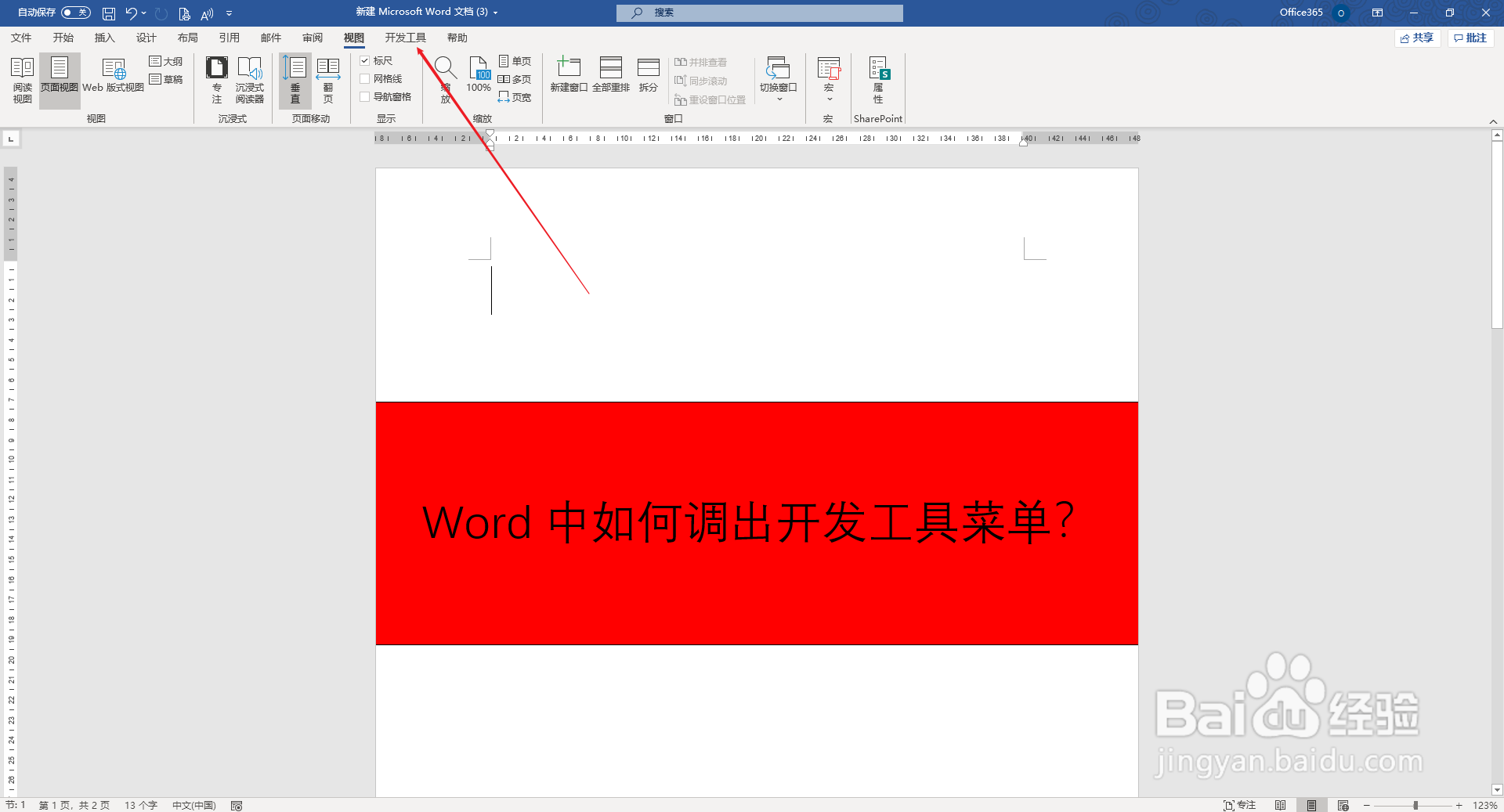 Word中如何调出开发工具菜单