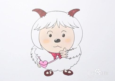 > 书画/音乐工具/原料 纸 笔 颜料 方法/步骤 2 接着画出暖羊羊的一只