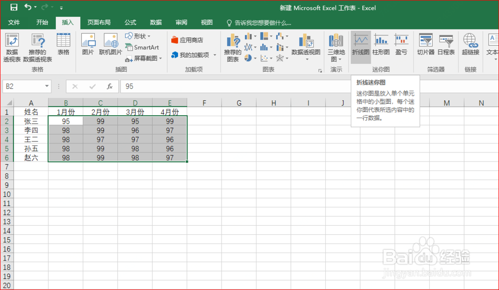 Excel中如何制作迷你图表