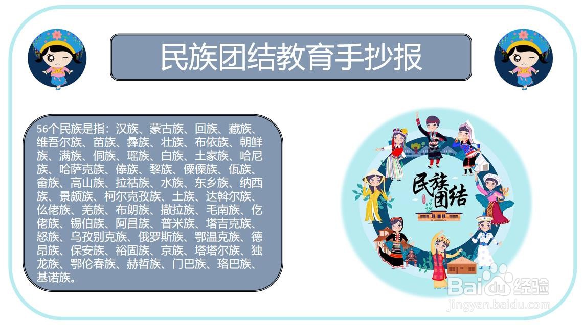 民族团结教育手抄报图片