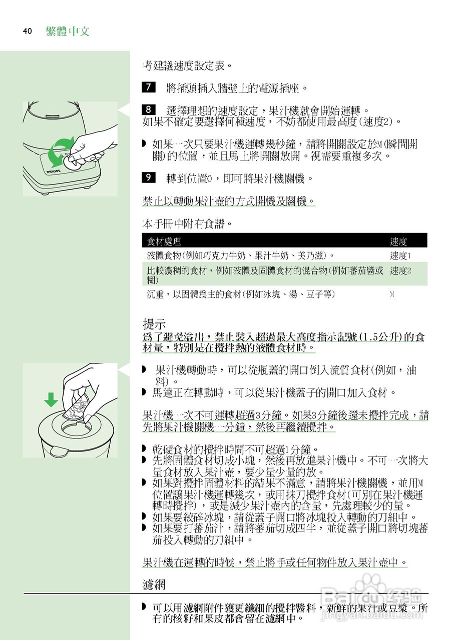 飞利浦HR2864搅拌机使用说明书:[4]